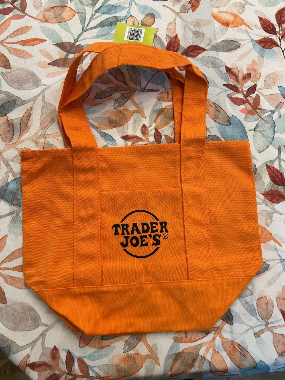 Trader Joe's Bright Orange Canvas Tote Bag HALLOWEEN EDITION